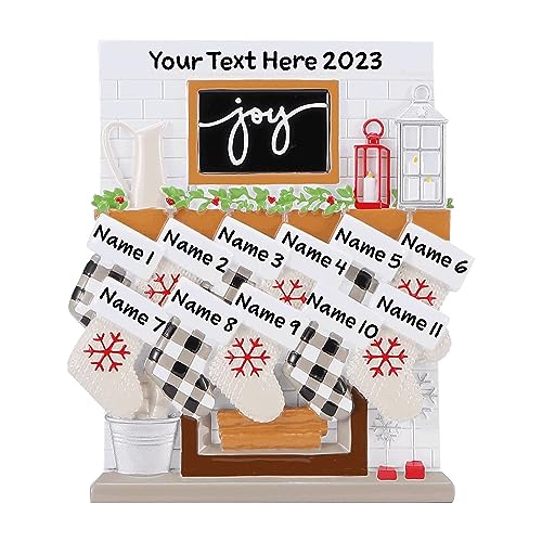 Fireplace Mantle Family Personalized Ornament 2023 (Family of 11)