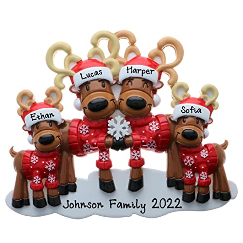 Personalized Mr. & Mrs. Reindeer Family Christmas Ornament (Family of 4)