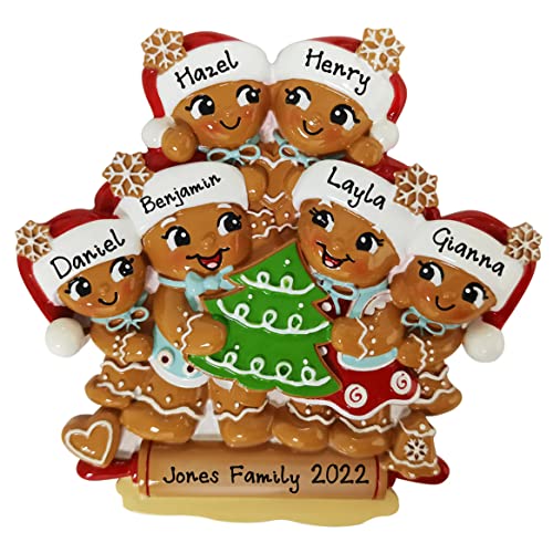 Personalized Family of 6 Christmas Tree Ornament