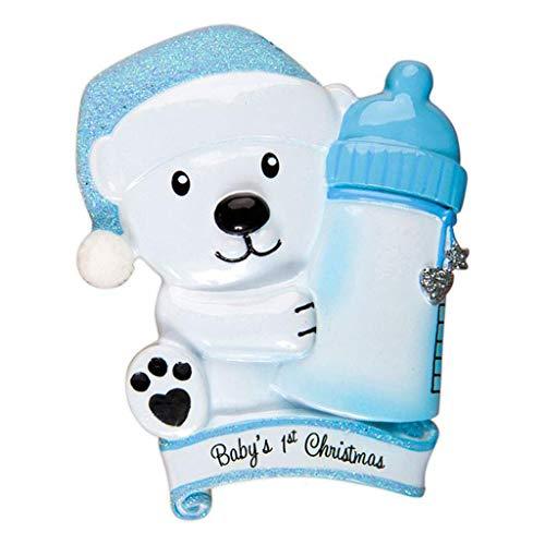 Baby Boy Blue Polar Bear Baby`s First Christmas Ornament