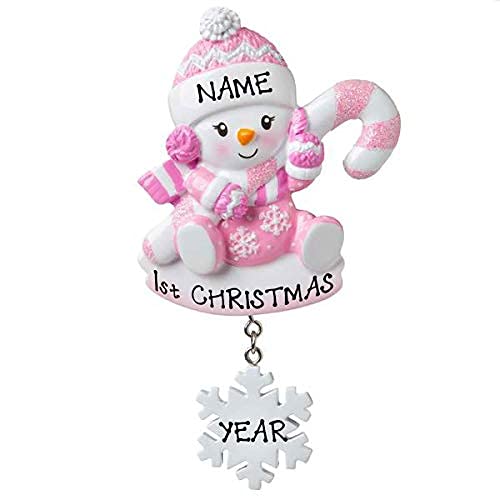 Baby Decorating Christmas Lights Ornament (Pink Snow Baby)
