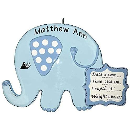 Personalized Baby Elephant (Blue) Ornament