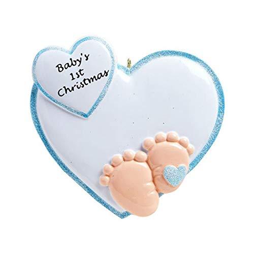 Baby Feet in Heart Ornament (Blue)