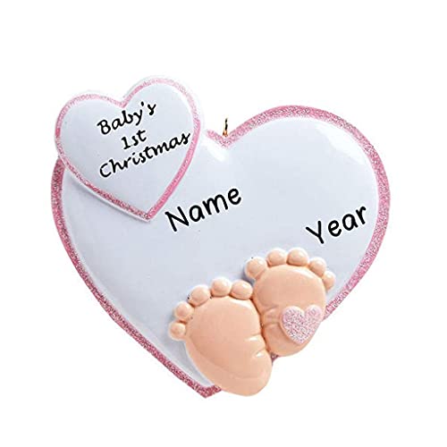 Baby Feet in Heart Ornament (Pink)