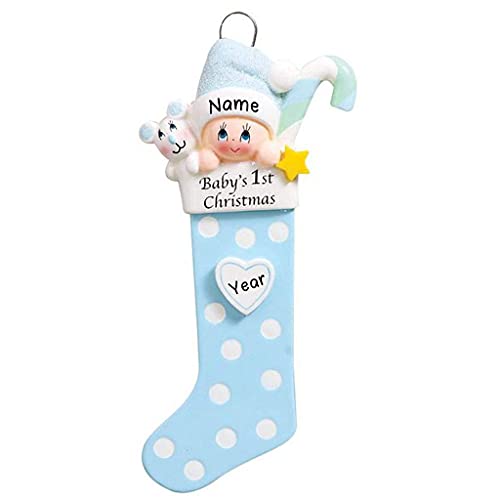 Baby Long Stocking Ornament (Blue)