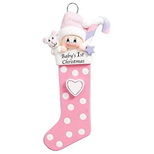 Baby Long Stocking Ornament (Pink)