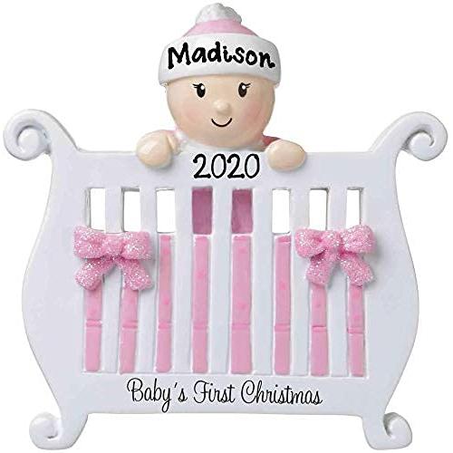 Baby in Crib Ornament (Pink)