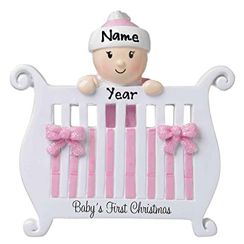 Baby in Crib Ornament (Pink)