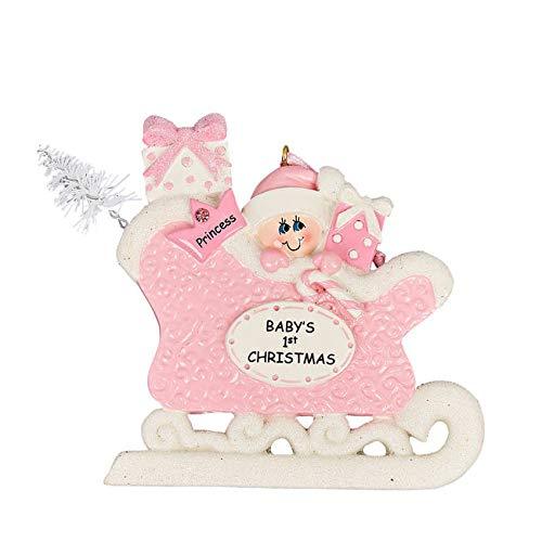 Baby in Sleigh Ornament (Baby's 1st Sleigh Pink)