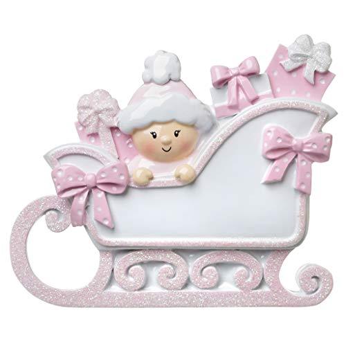 Baby in Sleigh Ornament (Pink)