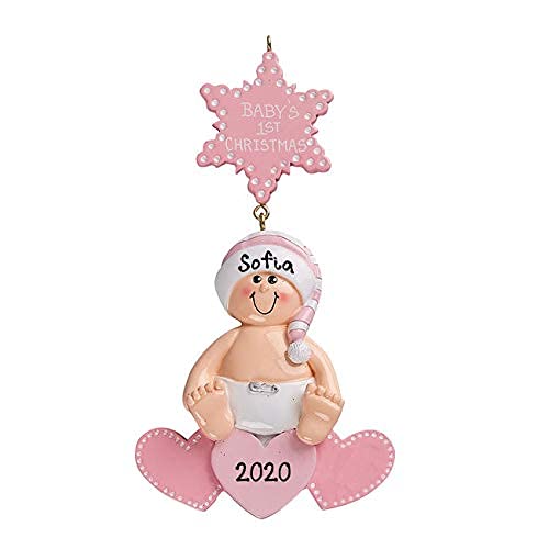 Baby's 1st Christmas Ornament (Pink Heart)