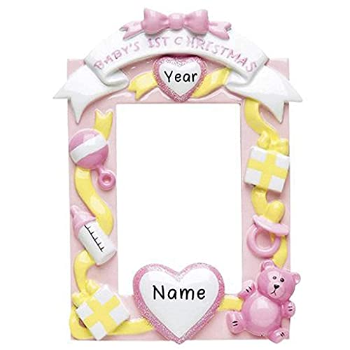 Baby's 1st Photo Frame Ornament (Pink)