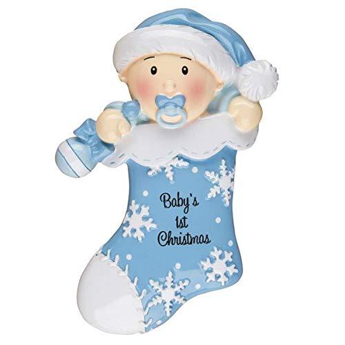 Baby's First Christmas Ornament (Blue Baby Stocking)