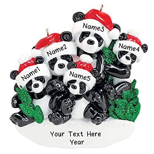 Bamboo Panda Family Ornament (Family of 5)
