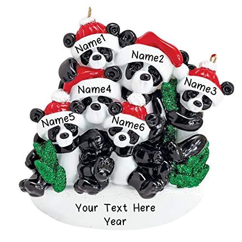 Bamboo Panda Family Ornament (Family of 6)
