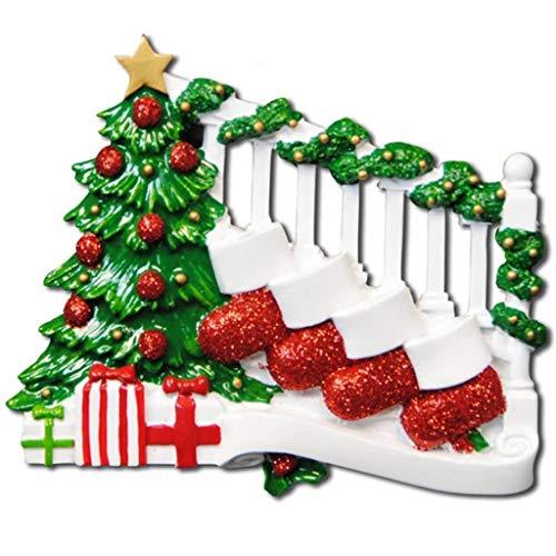 Bannister with Stocking Family Ornament (Family of 4)
