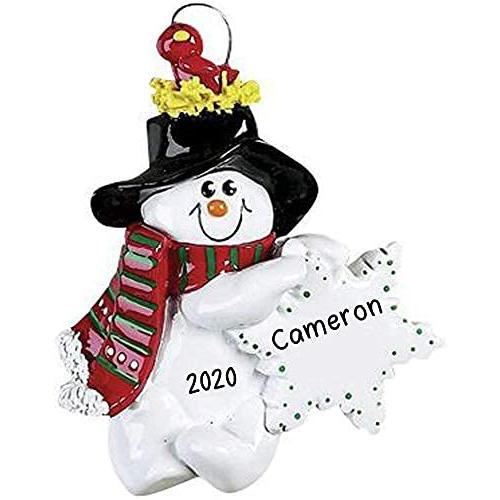 Personalized Bird Nest Snowman Ornament