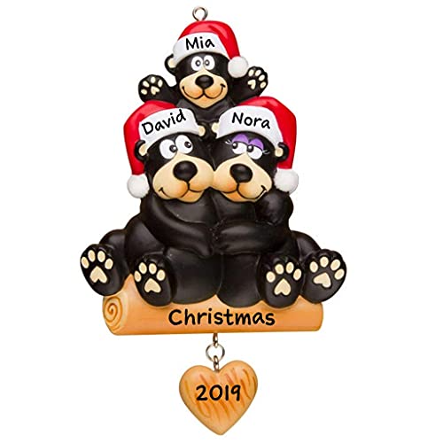 Black Bear Family Ornament (Family of 3)
