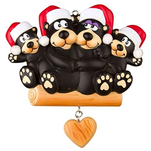 Black Bear Family Ornament (Family of 4)