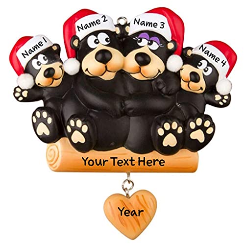 Black Bear Family Ornament (Family of 4)