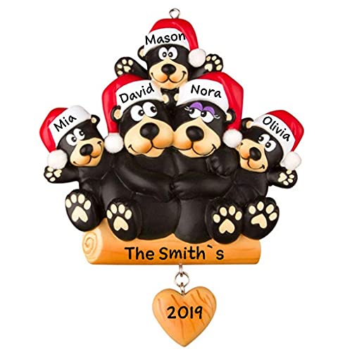 Black Bear Family Ornament (Family of 5)