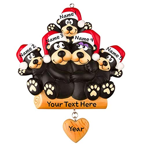 Black Bear Family Ornament (Family of 5)