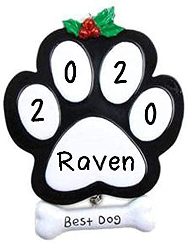 Black Dog Paw Ornament
