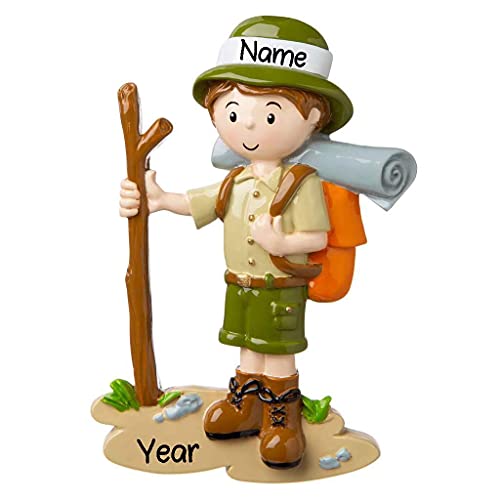 Boy Hiking with Walking Stick Ornament
