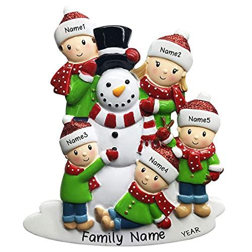 Building Snowman Family Ornament (Family of 5)