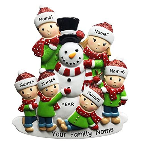 Building Snowman Family Ornament (Family of 6)