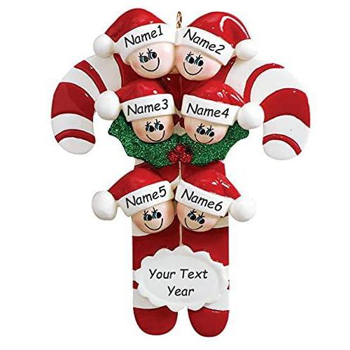 Candy Canes Family Ornament (Family of 6)