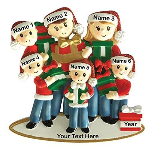 Carrying Presents Family Ornament (Family of 5)