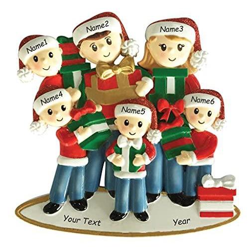 Carrying Presents Family Ornament (Family of 6)