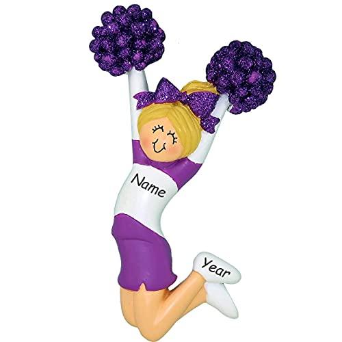 Cheerleader Ornament (Purple Female Blonde)