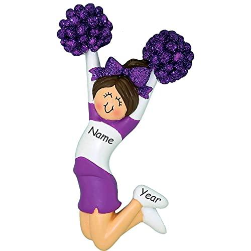 Cheerleader Ornament (Purple Female Brunette)