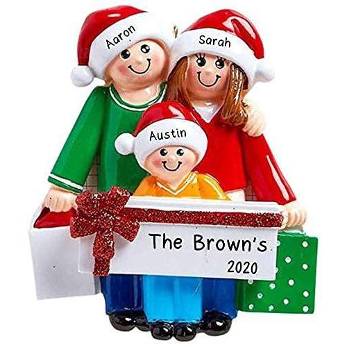 Christmas Gift Family Ornaments (Family of 3)
