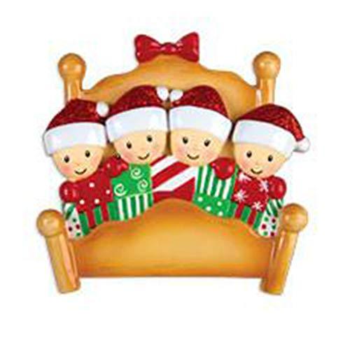 Christmas Morning Bed Family Ornament (Family of 4)