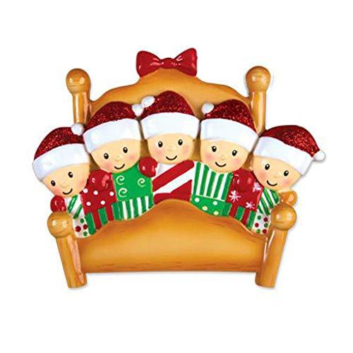 Christmas Morning Bed Family Ornament (Family of 5)