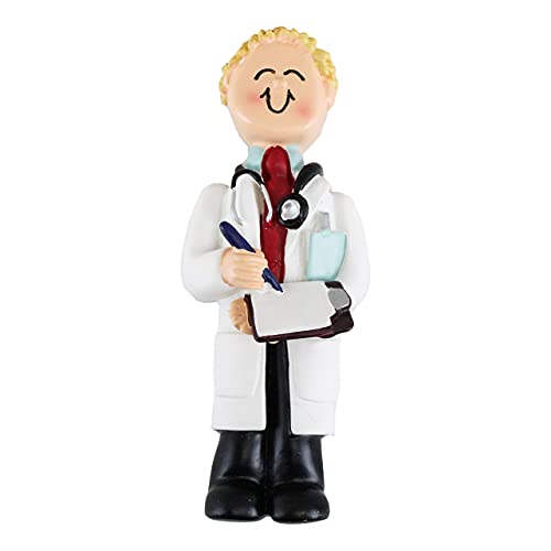 Clipboard Doctor Ornament (Male Blonde)