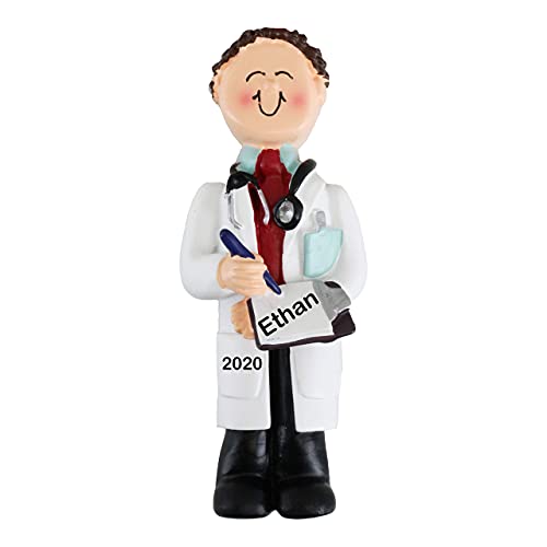 Clipboard Doctor Ornament (Male Brown Hair)
