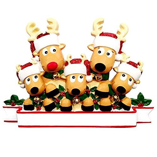Cozy Reindeer Family Christmas Ornament (Family of 5)
