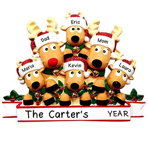 Cozy Reindeer Family Christmas Ornament (Family of 6)