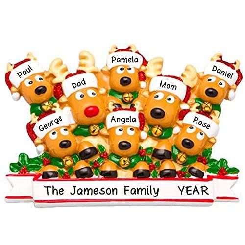 Cozy Reindeer Family Christmas Ornament (Family of 8)