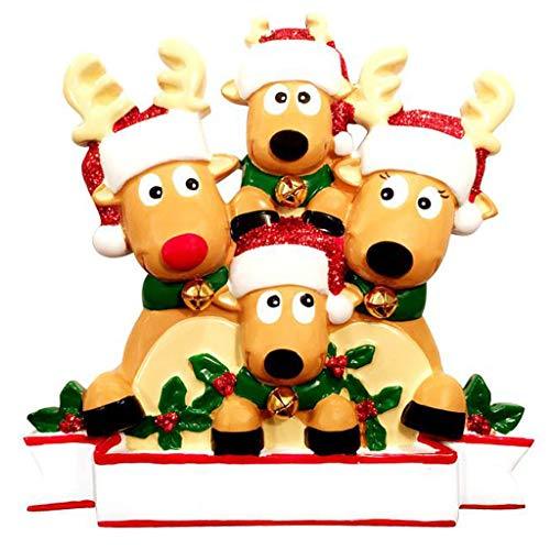 Cozy Reindeer Family Ornament (Family of 4)