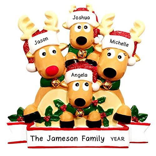Cozy Reindeer Family Ornament (Family of 4)
