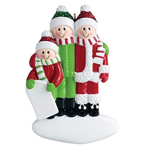 Family Playing in Snow Ornament (Family of 3)