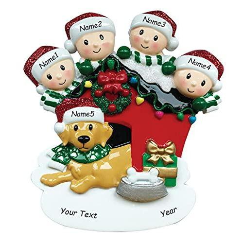 Family with Dog Ornament (Family of 4)