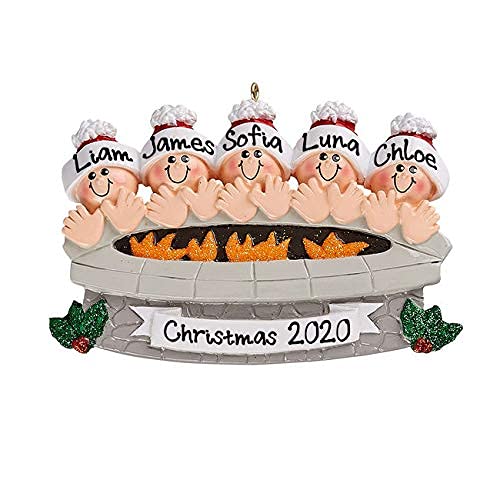Fire Pit Family Ornament (Family of 5)