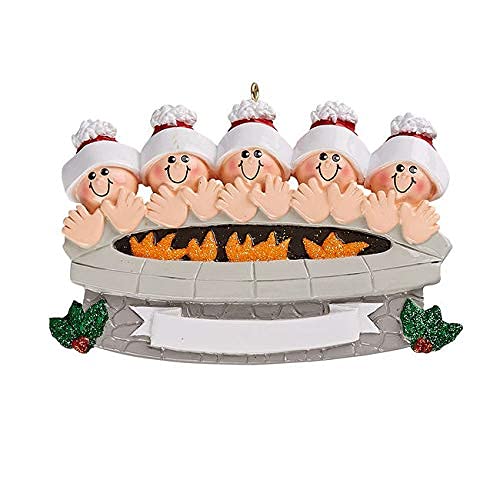 Fire Pit Family Ornament (Family of 5)