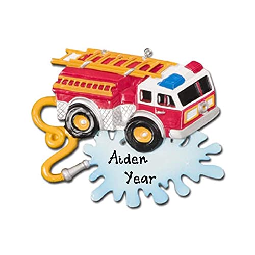 Fire Truck with Banner Ornament